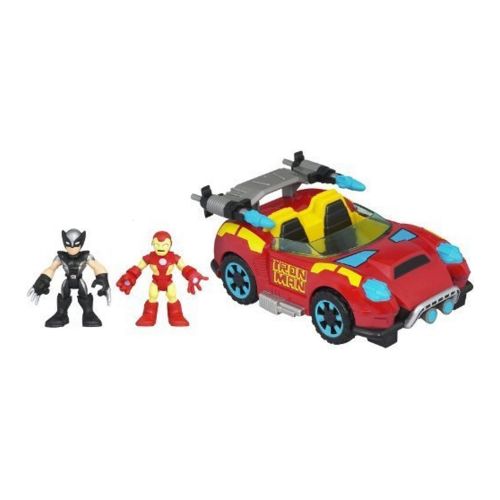  Marvel Super Hero Adventures Playskool Heroes Crime Cruising Car with Wolverine and Iron Man Set