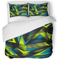 SanChic Duvet Cover Set Abstract Geometric Pattern Urban for Boys Lines Triangles Decorative Bedding Set with 2 Pillow Cases King Size