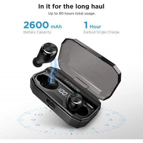  [아마존핫딜][아마존 핫딜] LETSCOM Letscom Wireless Earbuds, Bluetooth 5.0 Headphones IPX6 Sweat Proof, 80 Hours Playtime with Wireless Charging Case, HD Stereo Built-in Mic in-Ear Sports Earphones for Running Gym W