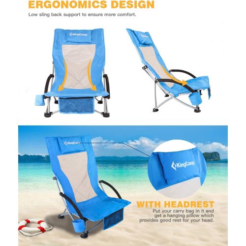  KingCamp Low Sling Beach Camping Concert Folding Chair with Mesh Back