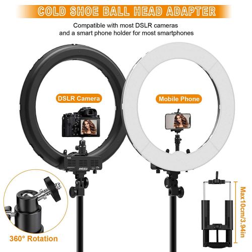  IVISII Camera Photo Video Lighting Kit: RL-18″ 55W 240 LED Ring Light 5500K Photography Dimmable Ring Lamp with Mirror Tripod for Smartphone, YouTube, Vine Self-Portrait Video Shooting