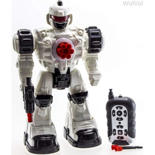  [아마존베스트]WolVol (Large Version) 10 Channel Remote Control Robot Police Toy with Flashing Lights and Sounds, Great Action Toy for Boys