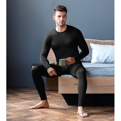  LAPASA Mens Thermal Underwear Long John Set Fleece Lined Base Layer Top and Bottom M11