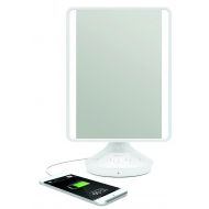 iHome 7 x 9 Reflect iCVBT2 Adjustable Vanity Mirror with Bluetooth Audio, Hands-Free Speakerphone, LED Lighting, Siri & Google Support USB Charging, Flat Panel LED Lighting (White)