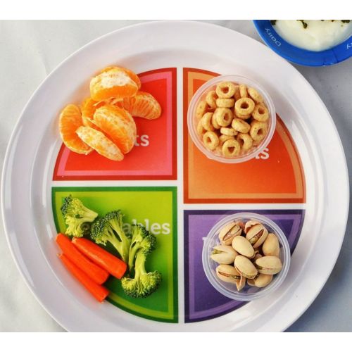  Super Healthy Kids MyPlate Portion Plate for Teens and Adults, Plus Dairy Bowl and Nutrition Lesson Plan Teaching Tool