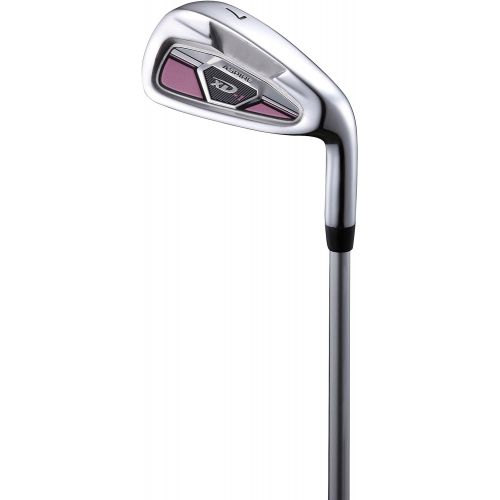  Aspire XD1 Ladies Womens Complete Right Handed Golf Clubs Set Includes Titanium Driver, S.S. Fairway, S.S. Hybrid, S.S. 6-PW Irons, Putter, Stand Bag, 3 HCs Pink