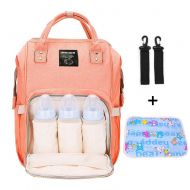 Mastery Baby Diaper Bag Backpack for Mom and Dad, Extra Large Capacity Waterproof Oxford Cloth with Insulated Bottle Pocket, Stroller Straps and Changing Pad (Orange Pink)