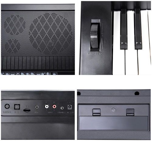  AW 61 Key Full Size Electronic Music Keyboard Kit with Stand Electric Piano LCD Display USB Input MP3