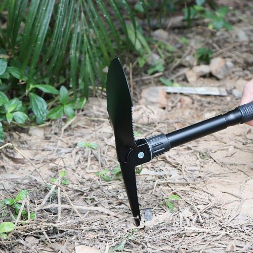  LLSZ Foldable Military Shovel Spade Entrenching Tool with Carrying Pouch for Camping Hiking Backpacking Gardening with Rubber Handle