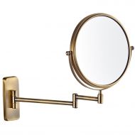 GURUN 8-Inch Double-Sided Wall Mount Makeup Mirrors with 10x Magnification, Antique Brass Finished M1406K(8 inch10Magnification)