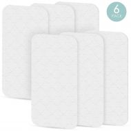 TILLYOU Portable Quilted Changing Pad Liners Waterproof, Ultra Soft Thick Breathable Changing Table Cover Liners, 11.5 X 23 Washable Reusable Changing Mats Sheet Protector, 6 Pack