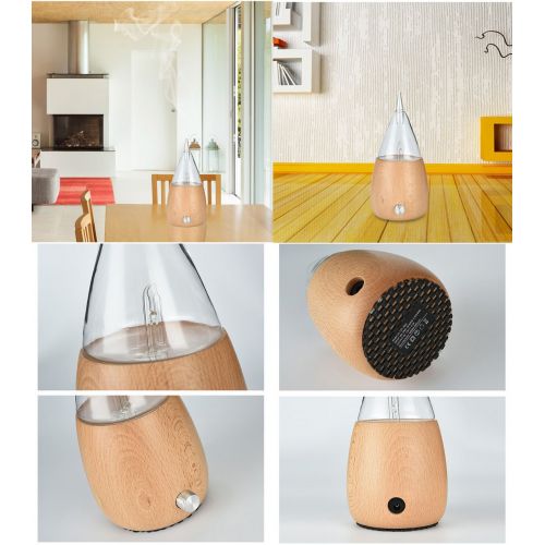  PACENTO Aroma Essential Oil Diffuser, Wood and Glass Aromatherapy Nebulizer NO Heat Water Plastics or Artificial Materials for Home Office Bedroom Living Room and Spa