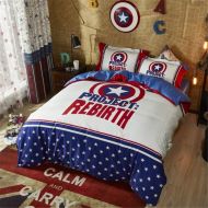 EVDAY Classic 3D Marvel Bedding Set for Kids 100% Cotton Captain America Spider Man Boys Bedding Set Including 1Duvet Cover,1Flat Sheet,2Pillowcases Full Twin Size