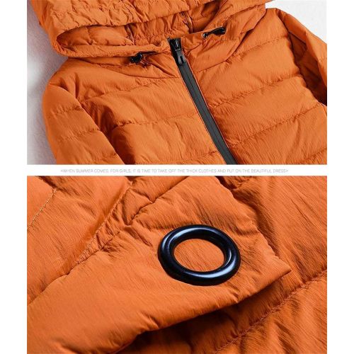  LQYRF Winter Ladies Hooded Loose Long Orange Down Jacket 86%~90% White Duck Down Windproof Warm Women Jacket