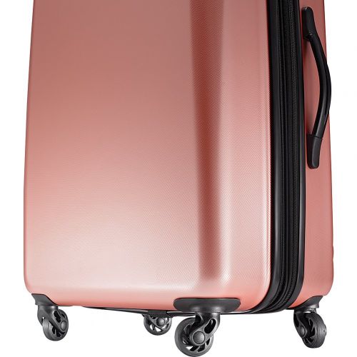  American Tourister Moonlight Expandable Hardside Checked Luggage with Spinner Wheels, 24 Inch, Ascending Garden Rose Gold