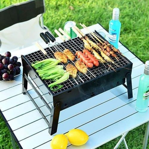  Grey990 Portable Folding Metal Grill Rack Home Outdoor Camping Barbecue Stove Picnic Tool
