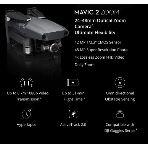디제이아이 DJI Mavic 2 Zoom Fly Longer Travel Bundle - 2 Batteries, Professional Carrying Case and More