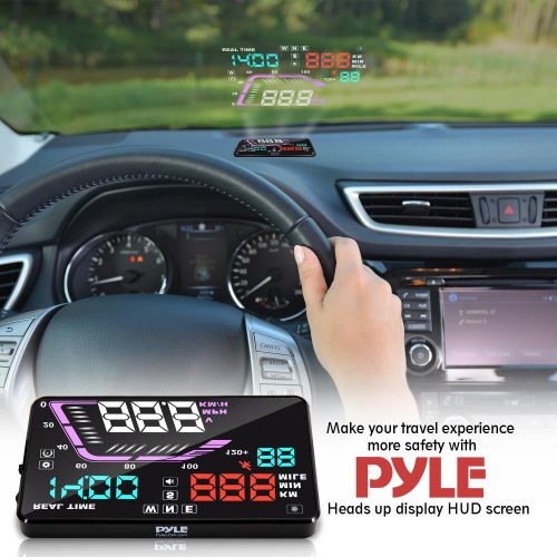 Pyle Universal 5.5’’ Car HUD Head-Up Display Multi-Color Windshield Screen Projector Vehicle Speed & GPS Navigation Compass, Plug & Play, With Speed, Time, Altitude & More (PHUD15)