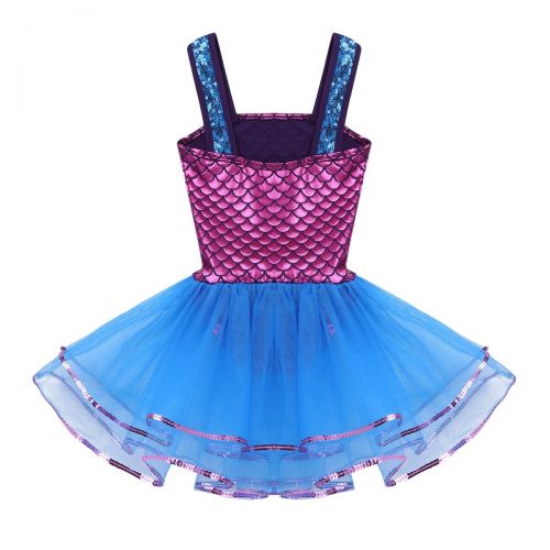  Alvivi Kids Girls Shiny Sparkle Mermaid Scales Leotard Ballet Tutu Dress Princess Dance wear Costumes
