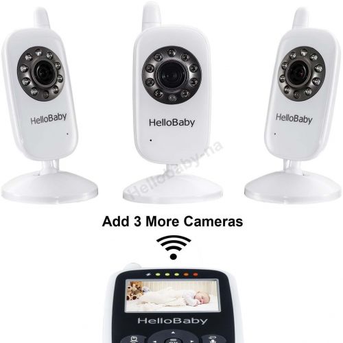  HelloBaby Hello Baby HB24 Wireless Digital Video Baby Monitor with recharger battery monitor & Night Vision mode & Temperature Monitoring & 2 Way Talkback System, White (2.4 Inch, WhiteBlac