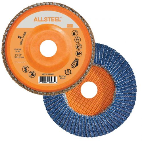  Walter Surface Technologies Walter 15W506 Flexsteel Flap Disc [Pack of 10] - 60 Grit Grinding Disc for 5 in. Angle Grinders. Abrasive Blending Supplies