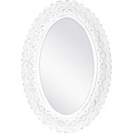 MCS Scalloped Province Oval Wall Mirror, 19x28 Inch Overall Size, Antique White