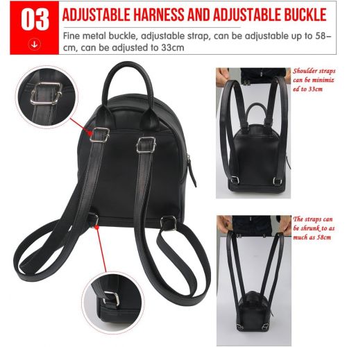  LedBack Cool Black Skull Travel Mini PU Leather Backpack Purses and Handbags Women Kids Girls Lightweight