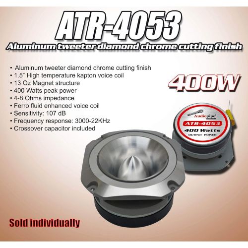  Audiopipe ATR-4053 400W Aluminum Tweeter (2 Pack)