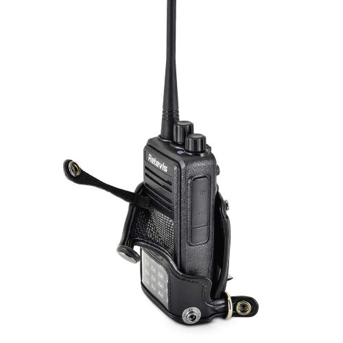  AbcGoodefg Turtleback Carry Holder for Retevis RT3 Also Fits Tytera TYT MD-380 Radio Fire and Police Security Two Way Radio Belt Clip Holster Case Black Leather Pouch with Heavy Duty Ratcheti