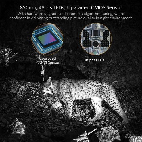  TOMSHOO Trail Game Camera 16MP 1080P Waterproof Hunting Scouting Cam for Wild Monitoring with 120°Detecting Range Motion Activated Night Vision 2.4” LCD IR LEDs Time Lapse 70ft Ran