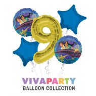 Anagram/ConverUSA Aladdin and The Magic Lamp Happy Birthday Balloon Bouquet 5 pc, 9th Birthday, | Viva Party Balloon Collection