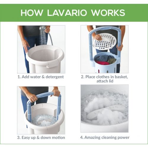  Lavario Portable Clothes Washer (Manual Non-Electric Portable Washing Machine for Camping, Apartments, RV’s, Delicates)