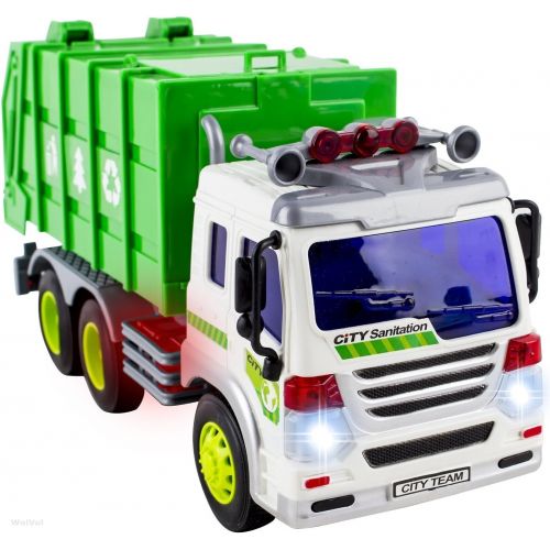  [아마존 핫딜] [아마존핫딜]WolVol Friction Powered Garbage Truck Toy With Lights and Sounds For Kids (Can Open Back)