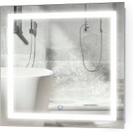 Krugg LED Bathroom Mirror 24 Inch X 24 Inch | Square Lighted Vanity Mirror Includes Defogger & Dimmer |