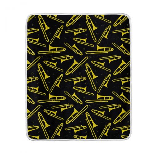  KEEPDIY Black and Yellow Trombone Blanket-Warm,Lightweight,Soft,Pet-Friendly,Throw for Home Bed,Sofa &Dorm 60 x 50 Inch