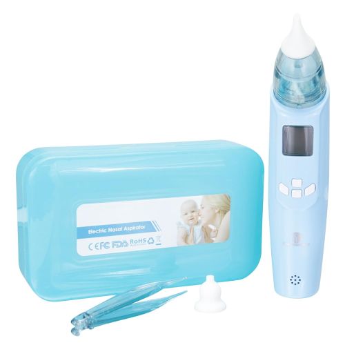  IMerchantMart Baby Nasal Aspirator - Safe Electric Battery Operated Nose Cleaner with Built-in Light, Music, LCD Screen, and 3 Levels of Suction Power | Snot Sucker with Nose Tips for...