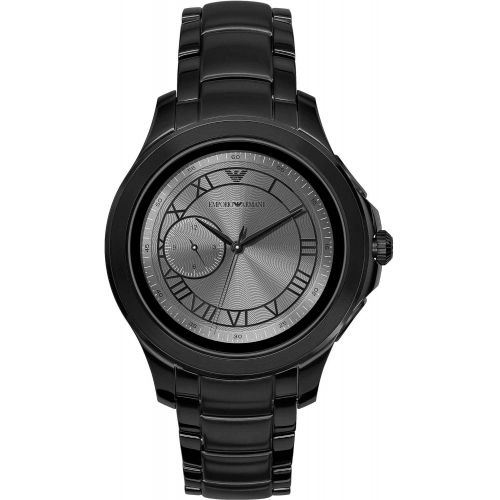  Emporio+Armani Emporio Armani Mens Smartwatch Stainless Steel and Leather Smart Watch, Color:Black (Model: ART5012)