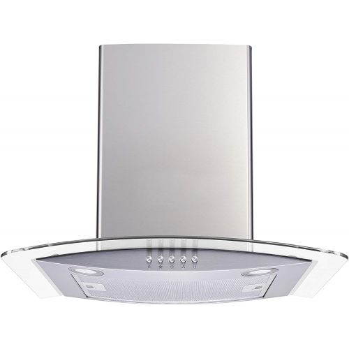  Winflo New 30 Convertible Stainless SteelTempered Glass Wall Mount Range Hood with Aluminum Mesh filter, Ultra bright LED lights and Push Button 3 Speed Control