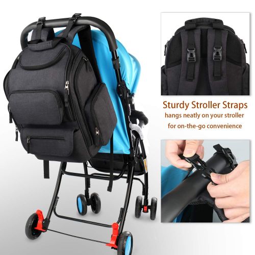  Diaper Bag Backpack, Dad Large Baby Diaper Bag Big Travel Baby Bag with Stroller Straps for Boys Girls Mom, Multifunction Water-Resistant, Mancro Mama Maternity Baby Bookbag Gifts