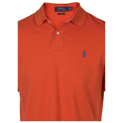 폴로랄프로렌 Polo Ralph Lauren Polo RL Mens Classic Fit Mesh Pony Shirt-Orange 0033-Small