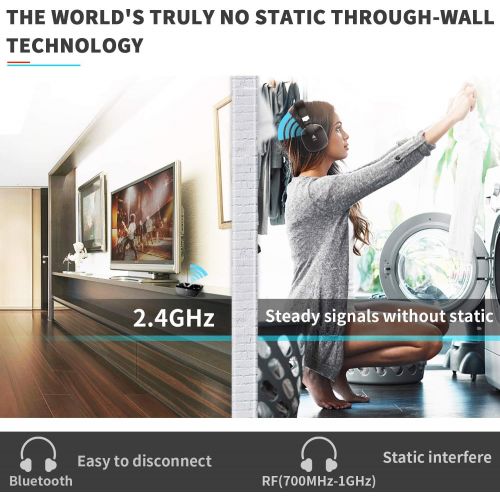  [아마존 핫딜] [아마존핫딜]ARTISTE Wireless TV Headphones, Artiste ADH300 2.4GHz Digital Over-Ear Stereo Headphone for TV 100ft Distance Transmitter Charging Dock Rechargeable (Black)