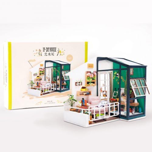  Rolife DIY Miniature Dollhouse Kit,Fancy Balcony with Furniture,Wooden Dollhouse Kit for Kids,Toy Playset Gift for Teens,Best Birthday/Christmas for Women and Girls