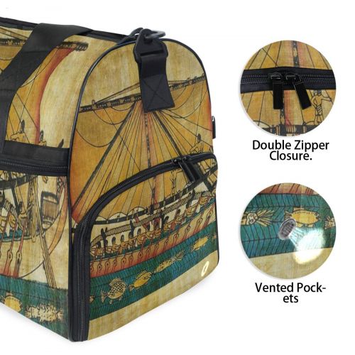  All agree Travel Gym Bag Ancient Egyptian Culture Weekender Bag With Shoes Compartment Foldable Duffle Bag For Men Women
