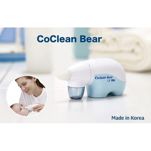  CoClean-Bear Electronic Vacuum Suction Nasal Aspirator - Safe, Fast, Hygienic Baby Snot Sucker - Simple and Easy to use Battery Operated Nose Cleaner
