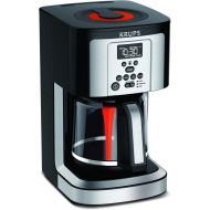 KRUPS EC314050 Programmable Digital Coffee Maker Machine with Stainless Steel Body and LED Control Panel,12-Cups, Silver