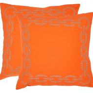 Safavieh Pillows Collection Sibine Decorative Pillow, 18-Inch, Orange, Set of 2