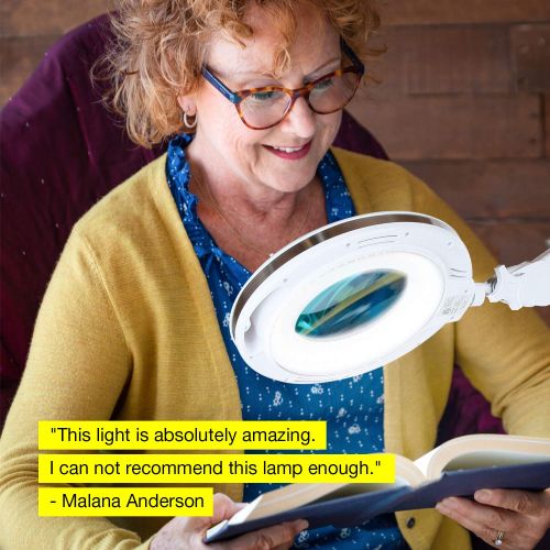  Brightech LightView Pro LED Magnifying Glass Floor Lamp - 6 Wheel Rolling Base Reading Magnifier Light - for Professional Tasks and Crafts - 1.75x Magnification
