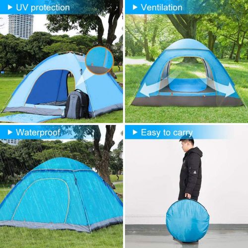  Anchor 3-4 Person Tents for Camping Automatic Pop Up Waterproof Tent with Carry Bag for Backpacking, Picnic,Hiking,Fishing,Outdoor Use