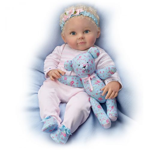  P Lau So Truly Real Lauren Baby Doll with Poseable Teddy Bear by The Ashton-Drake Galleries