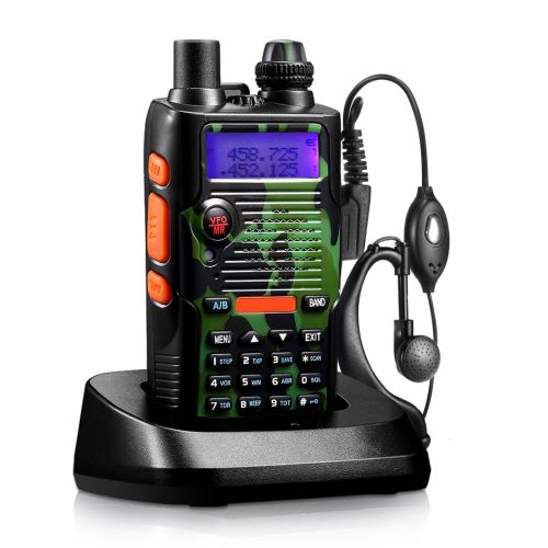  OGL 8 Watt 2800mAh Two Way Radio Rechargeable Large Battery FCC Dual Band VHF 136-174MHz and UHF 400-520MHz Long Range Water Resistant 128 Channels Walkie Talkie with Earpiece Full Kit